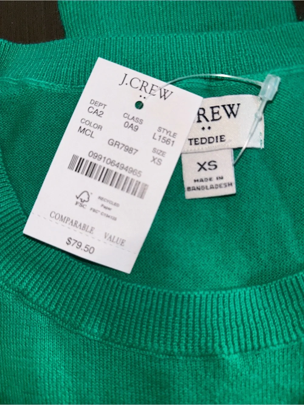 J. Crew Women's Green Knit Crewneck Sweater